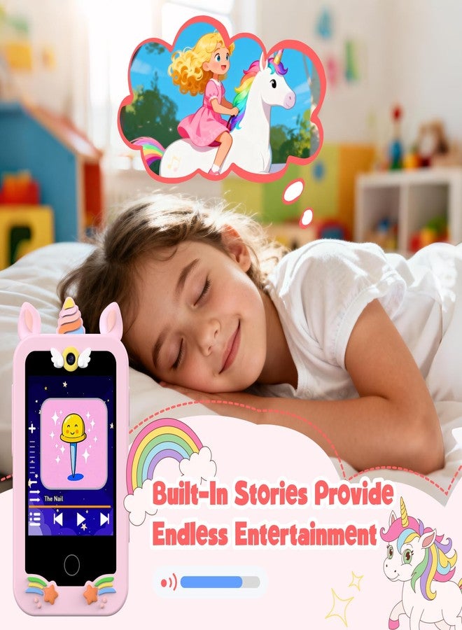 WARWARS Kids Smart Phone for Girls, Christmas Birthday Gifts for Girls Age 3-10 Mini Toddler Cell Phone for Kids, Toddler Girl Learning Toy Phone with Dual Camera, Game, Music Player - Image 2